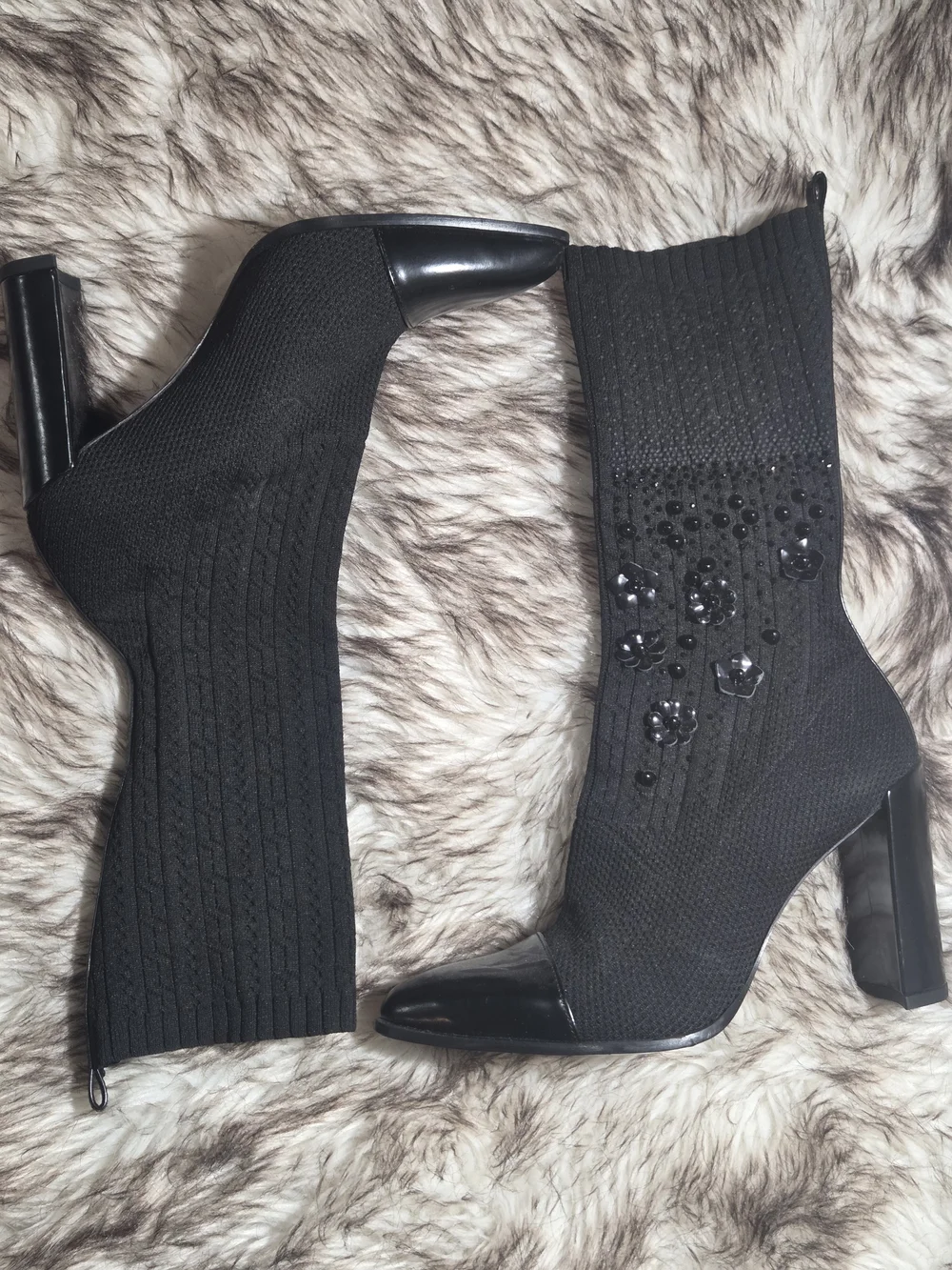 Stuart Weitzman Sockhop Embellished Knit Sock Boot Size 8
